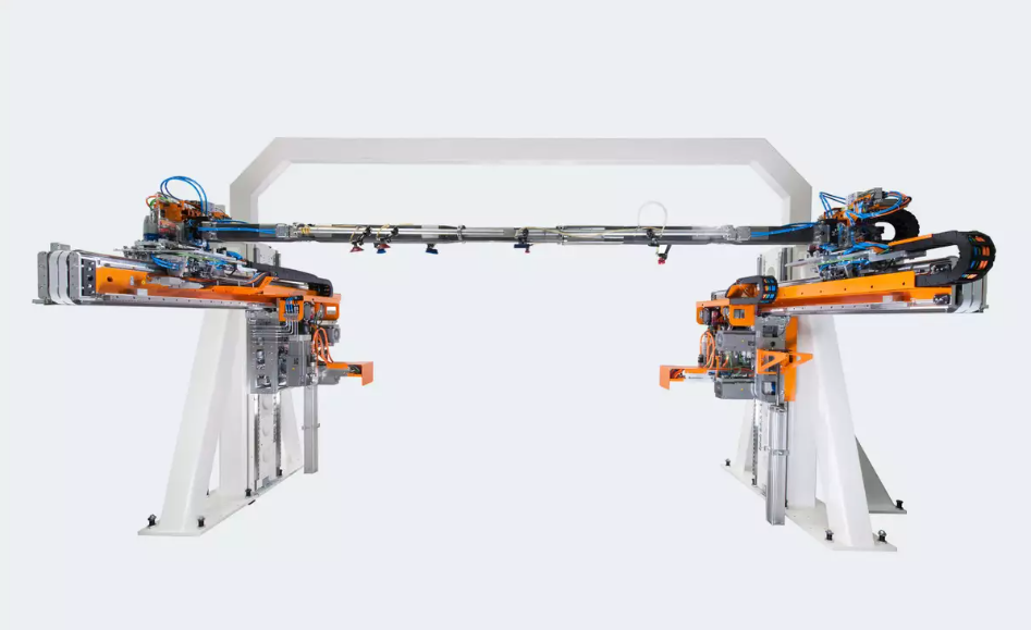 A high resolution image of the Linear Automation Cross Bar series transfer system, not mounted on a stamping press.